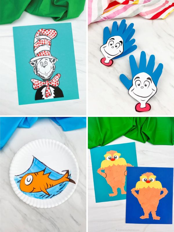 collage of dr seuss craft ideas