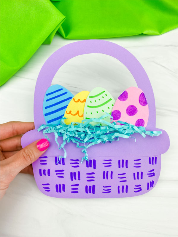 purple paper Easter basket craft