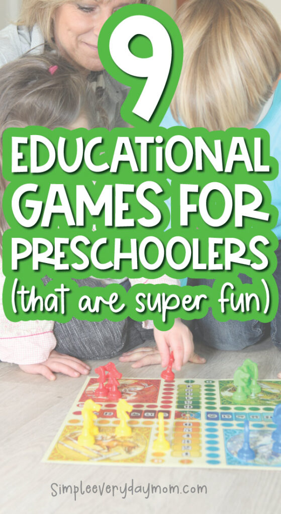 educational games for preschoolers image with the words 9 educational games for preschoolers (that are super fun)