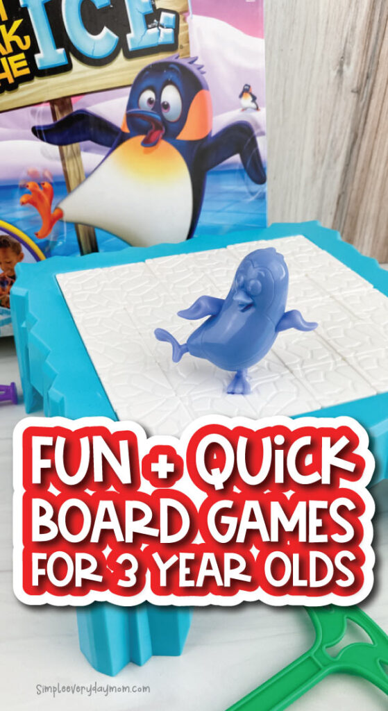 kids board game with the words fun + quick board games for the 3 year olds on it 