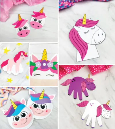 unicorn craft image collage