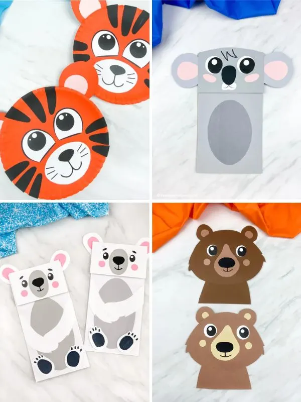 collage of zoo animal crafts