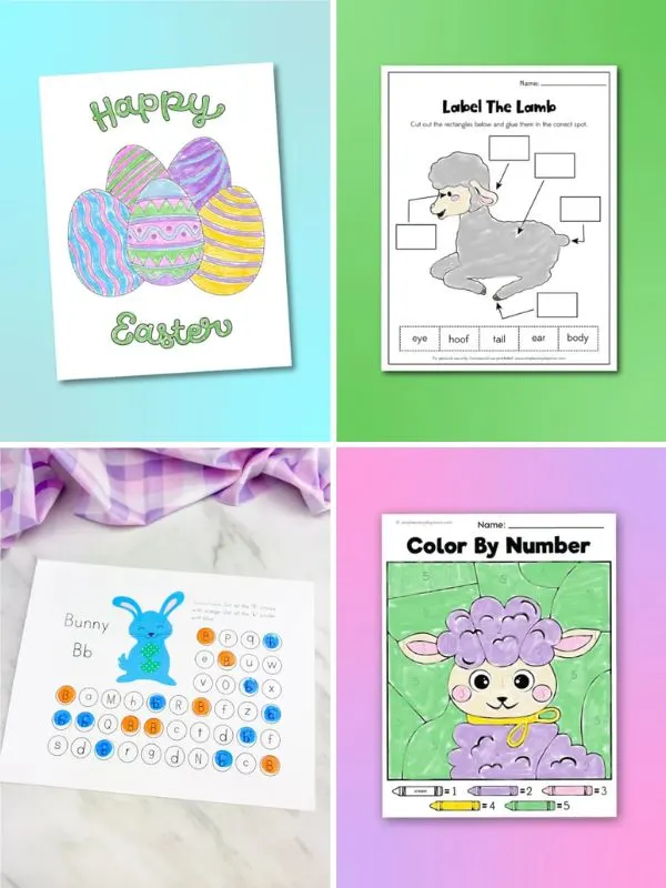 collage of easter activities for kids