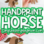 handprint horse craft image collage with the words handprint horse in the middle