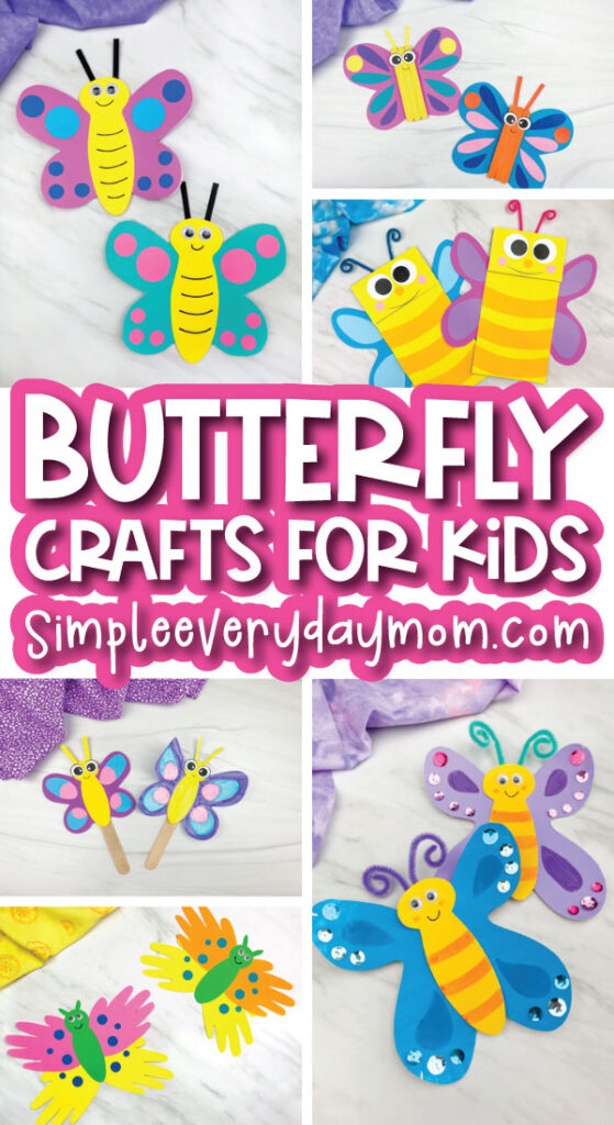 butterfly crafts for kids image collage with the words butterfly crafts for kids in the middle 