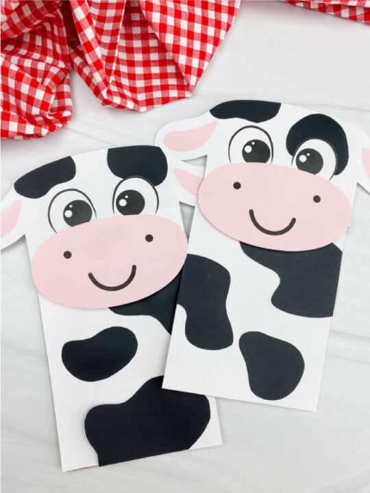 Cow Paper Bag Puppet Craft For Kids [Free Template]