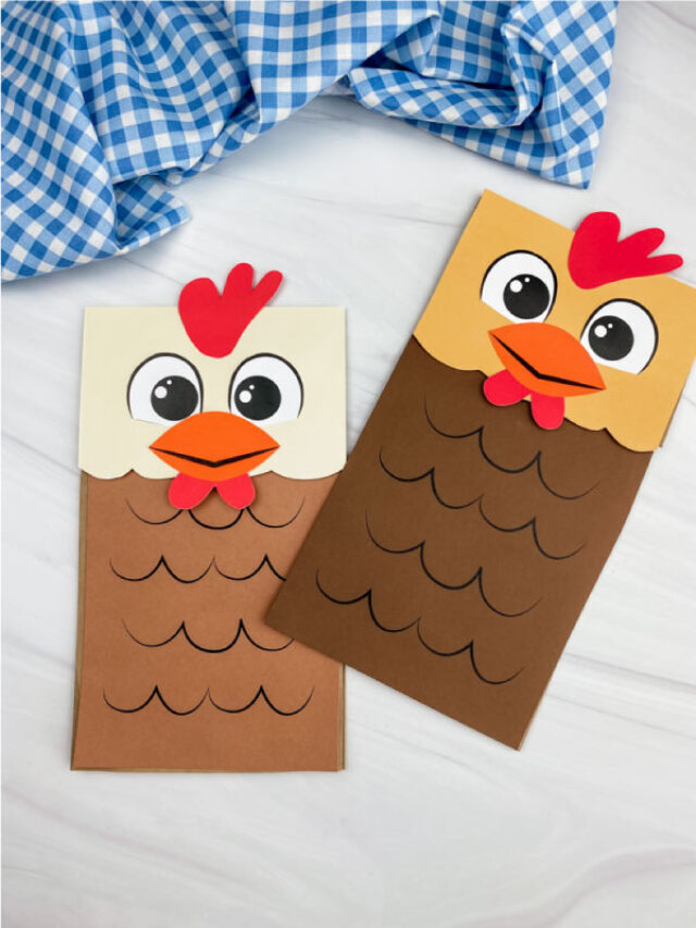 Paper Bag Chicken Craft For Kids [Free Template] Story