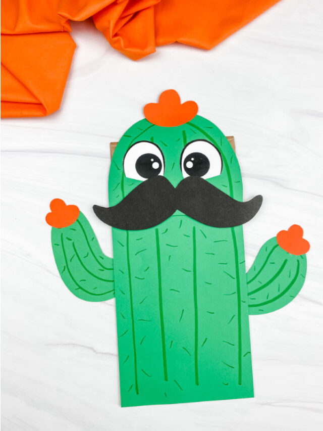 Paper Bag Cactus Craft For Kids [Free Template] Story