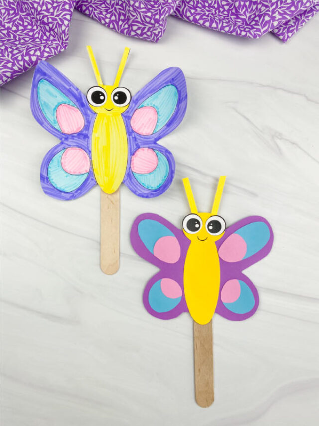 Butterfly Stick Puppet For Kids [Free Template] Story