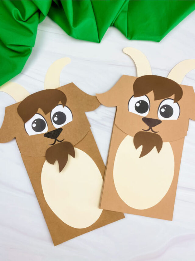 Goat Paper Bag Puppet Craft [Free Template] Story