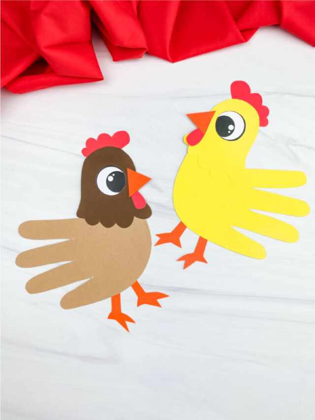 Handprint Chicken Craft For Kids [Free Template] Story