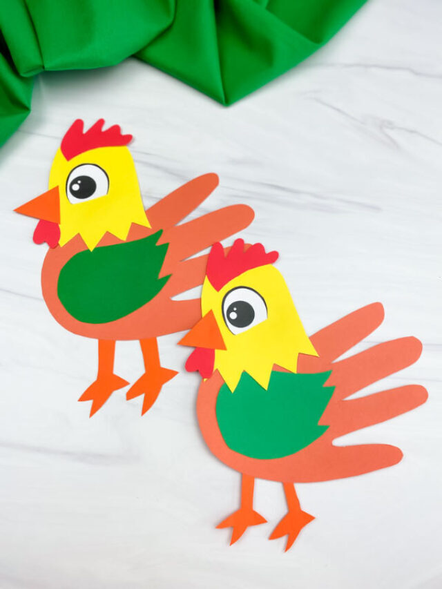 Handprint Rooster Craft For Kids [Free Template] Story