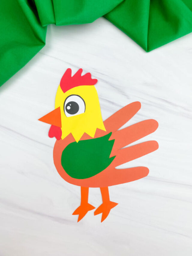 Handprint Rooster Craft For Kids [Free Template] Story