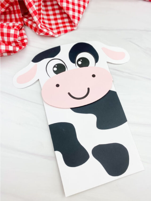Cow Paper Bag Puppet Craft For Kids [Free Template] Story