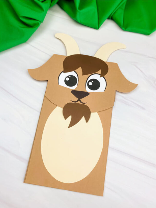 Goat Paper Bag Puppet Craft [Free Template] Story