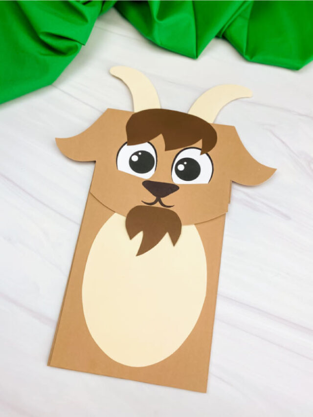 Goat Paper Bag Puppet Craft [Free Template] Story