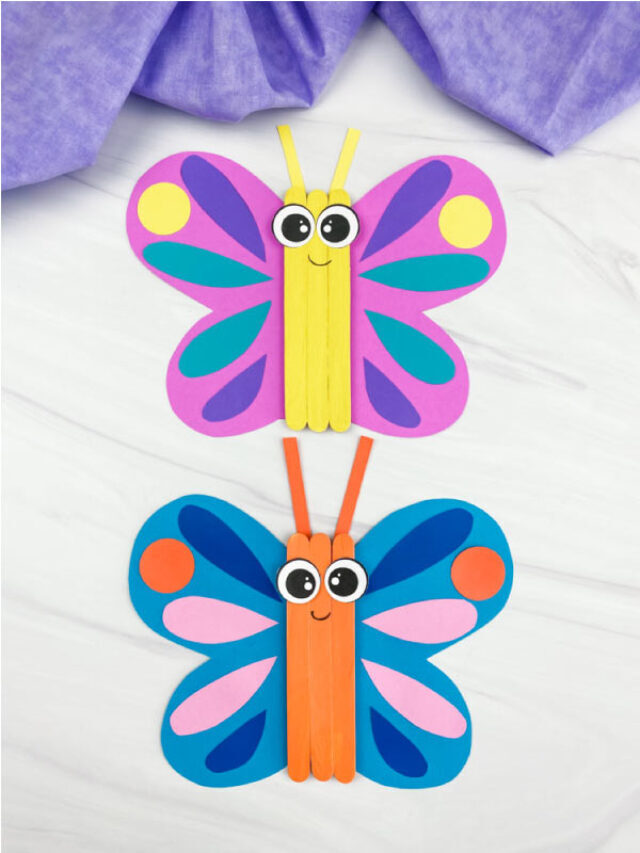 Popsicle Stick Butterfly Craft (Free Template) Story