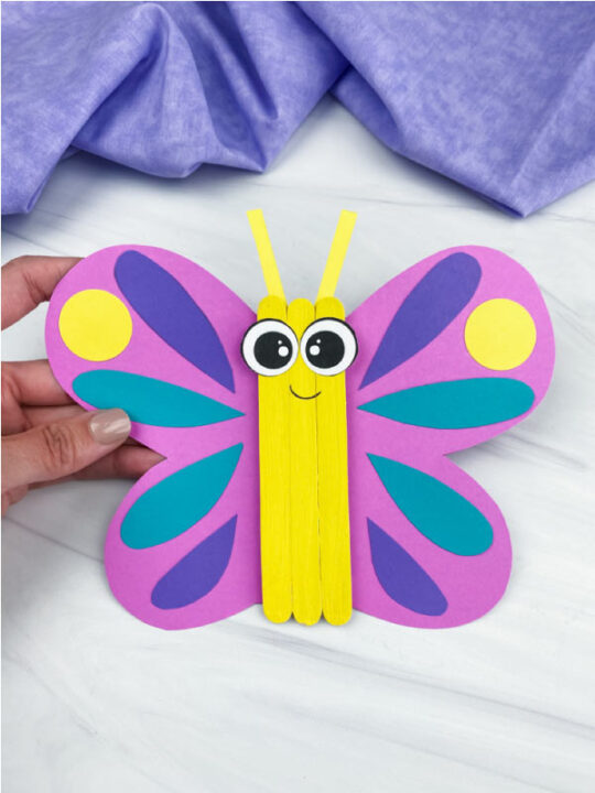 Popsicle Stick Butterfly Craft (Free Template)