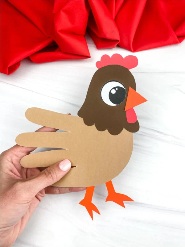 Handprint Chicken Craft For Kids [Free Template]