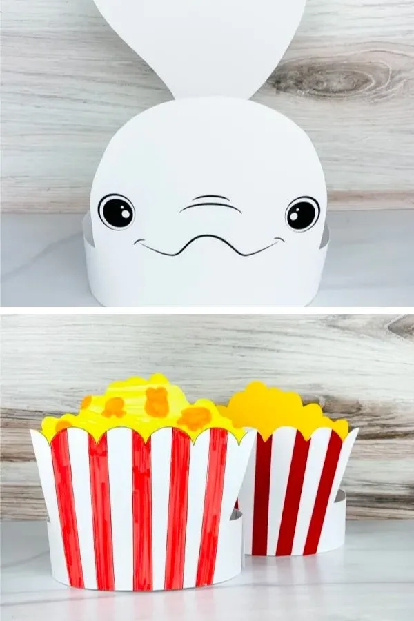 belgua whale and popcorn headband craft image collage