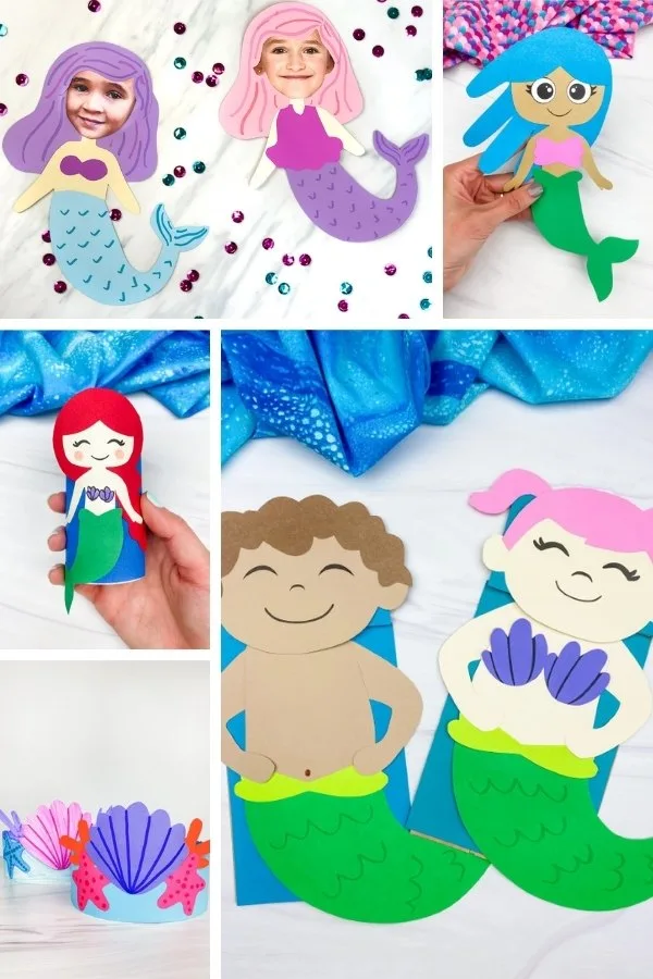 mermaid crafts image collage 