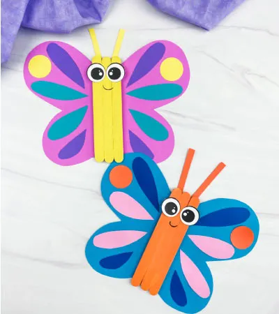 2 popsicle stick butterfly crafts