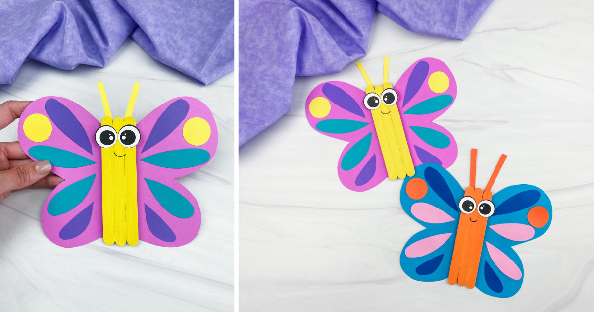 Popsicle Stick Butterfly Craft (Free Template)