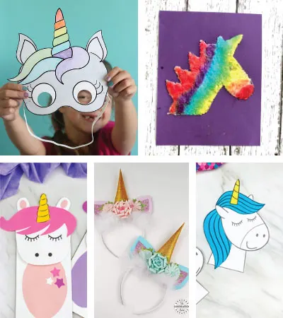 unicorn crafts for birthday party image collage
