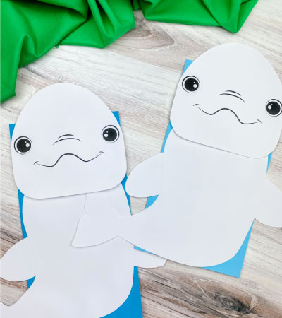 2 paper bag beluga whale crafts