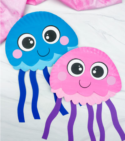 two paper plate jellyfish