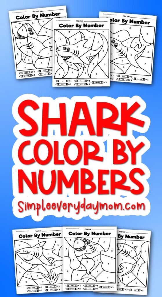 shark color by number with the words shark color by numbers in the middle