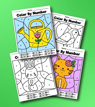 spring color by number printables
