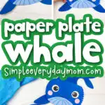 paper plate whale craft image collage with the words paper plate whale in the middle