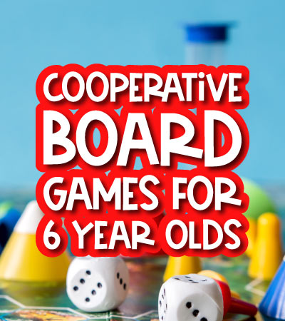 board game background with the words cooperative board games for 6 year olds in the middle