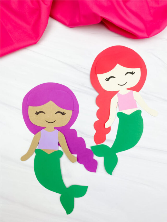 Mermaid Paper Craft For Kids [Free Template] Story
