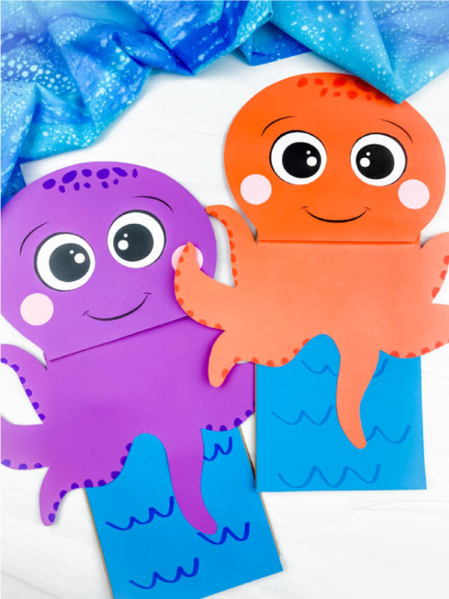 Octopus Paper Bag Puppet Craft [Free Template] Story