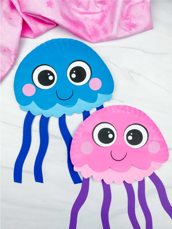 two paper plate jellyfish