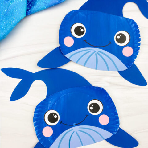 2 paper plate whale crafts