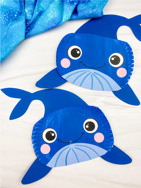 2 paper plate whale crafts
