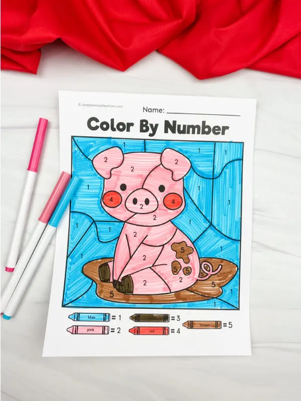 pig color by number worksheet