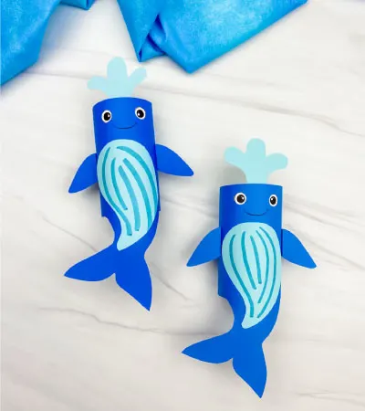 2 toilet paper roll humpback whale crafts
