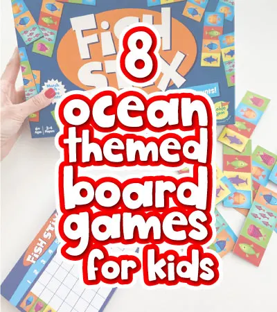 ocean board game with the words 8 ocean themed board games for kids in the middle