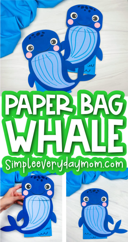 paper bag whale image collage with the words paper bag whale in the middle