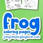 frog coloring pages mockup with the words frog coloring pages in the middle