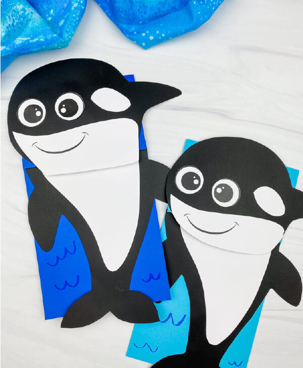 2 paper bag killer whale crafts