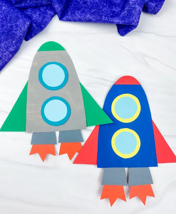 2 paper plate rocket crafts