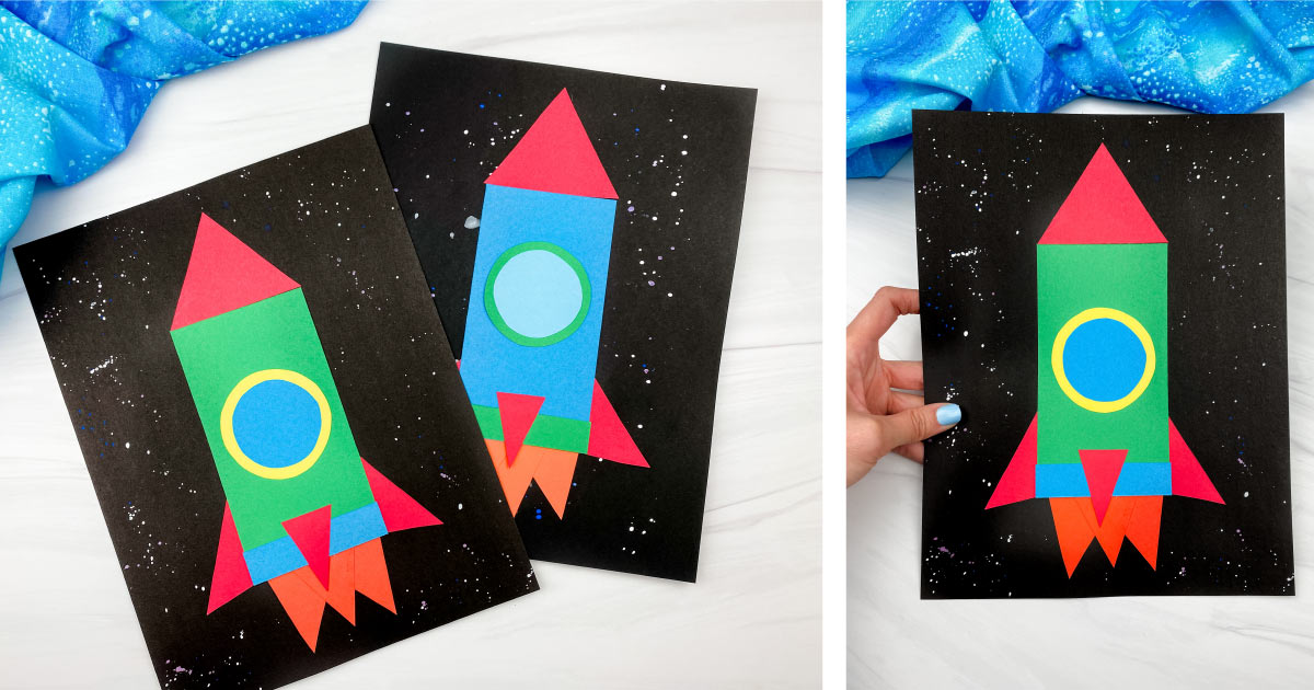 Rocket Made With Shapes Craft [Free Template]