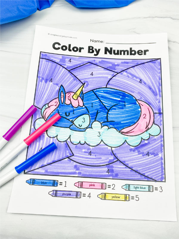 unicorn color by number