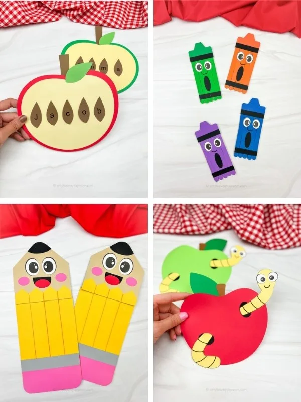 back to school themed crafts for kids image collage