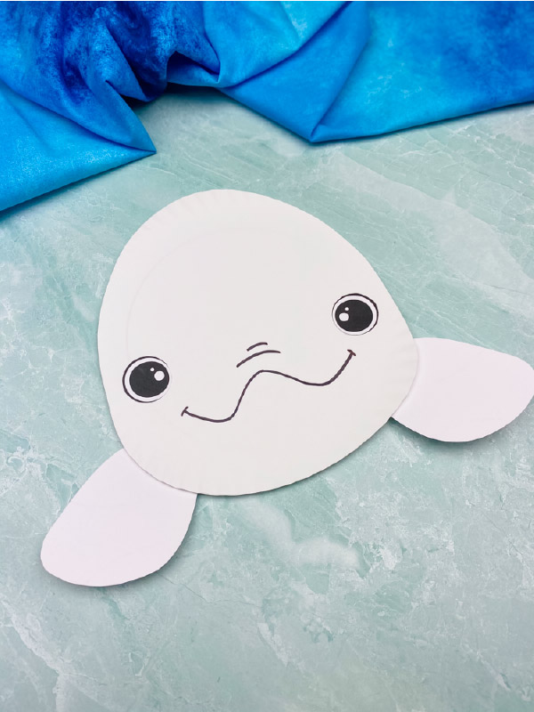 paper plate beluga whale craft